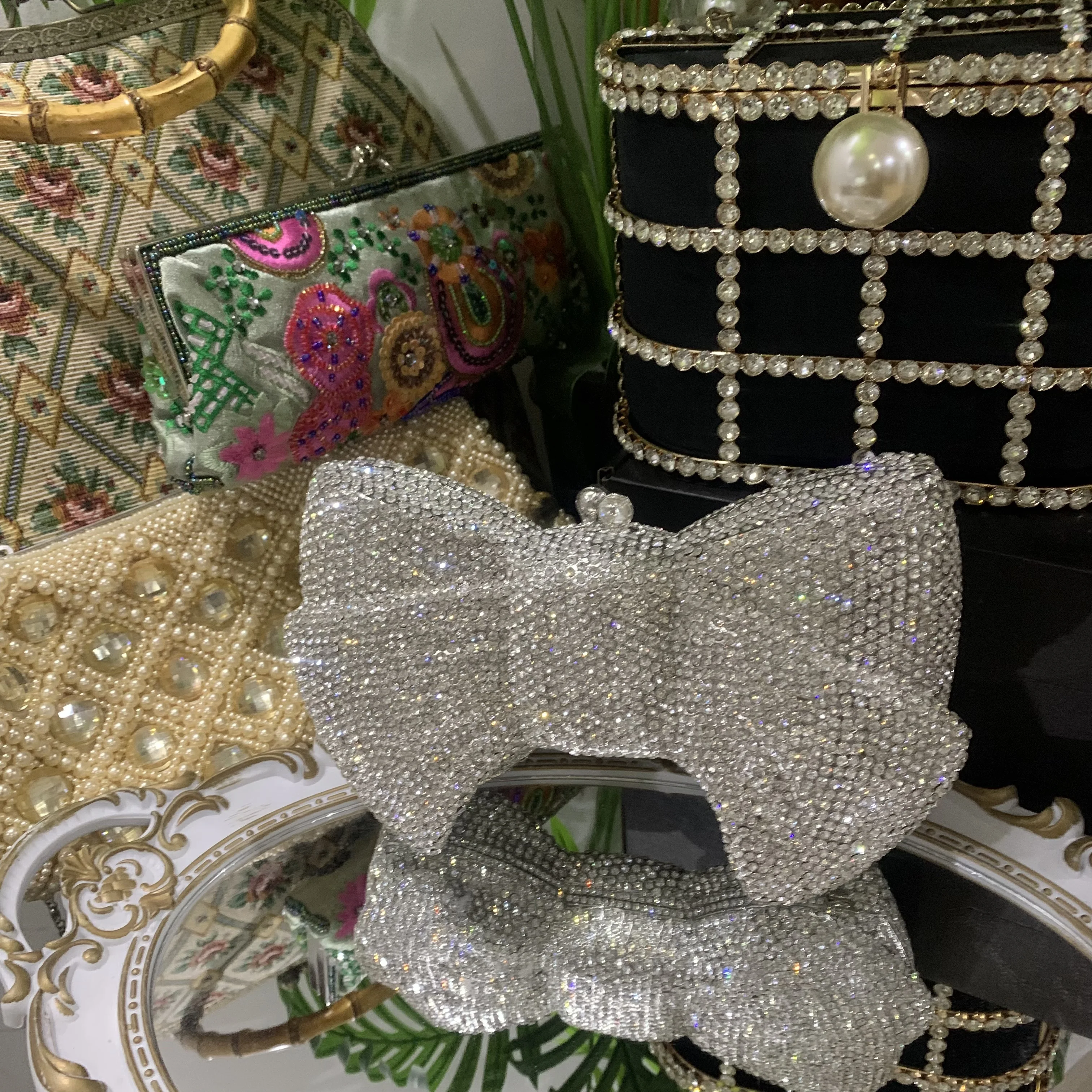 Lost in винтажная роскошная вечерняя сумка плюс блестящий клатч украшенный