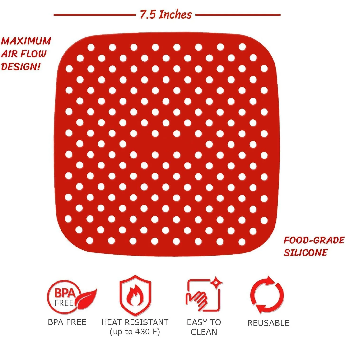 2 упаковки многоразовых вкладышей для фритюрниц квадратные антипригарные