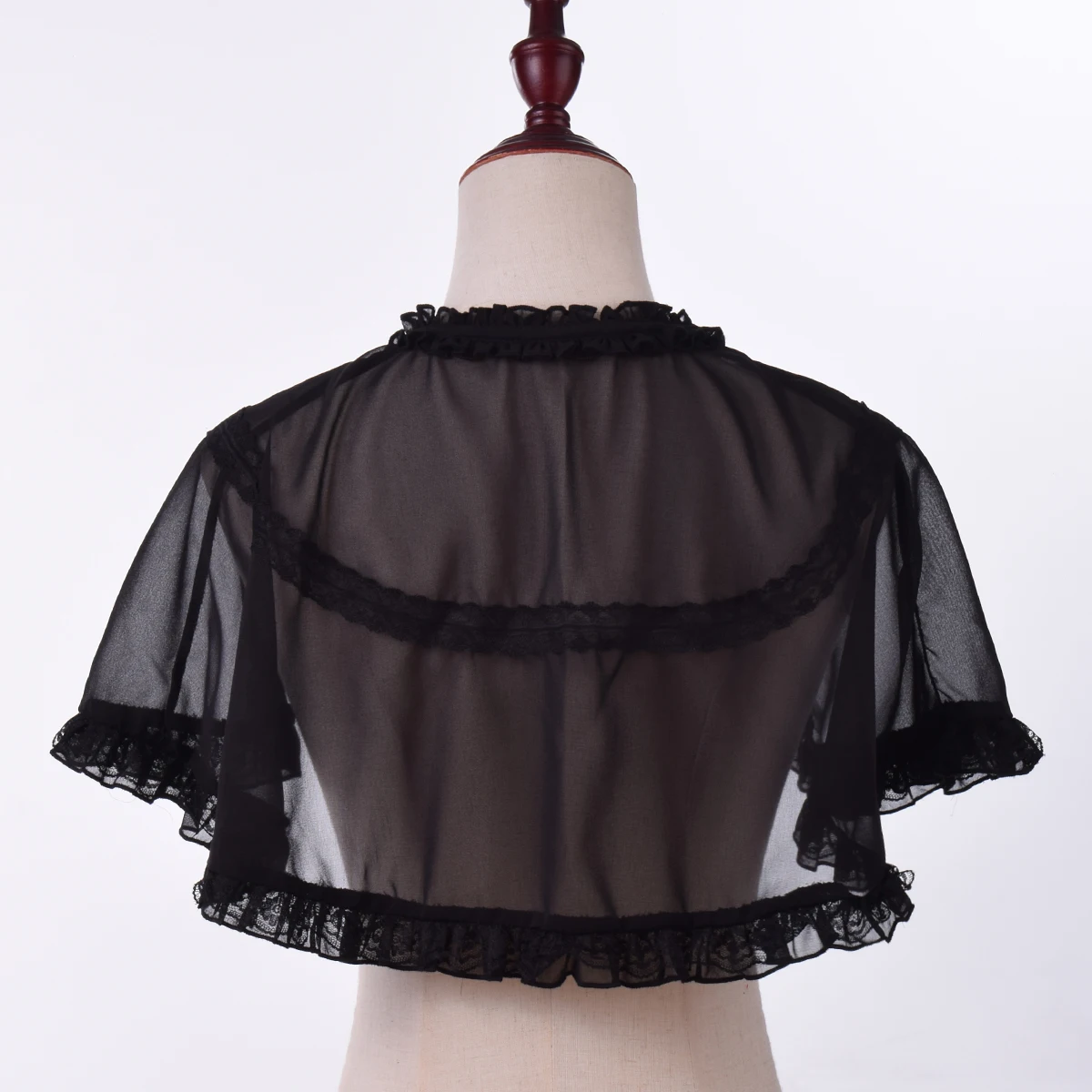 Lolita Girls Mini Cape for JSK Dress Black White Short Chiffon Capes