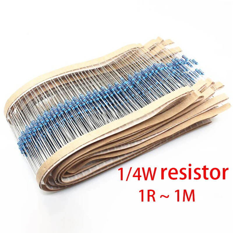 

100pcs 1/4W Metal film resistor 1% 300K 330K 360K 390K 430K 470K 510K 560K 620K 680K 750K 820K 910K 1M 1.2M 1.3M 1.5M 1.6M ohm