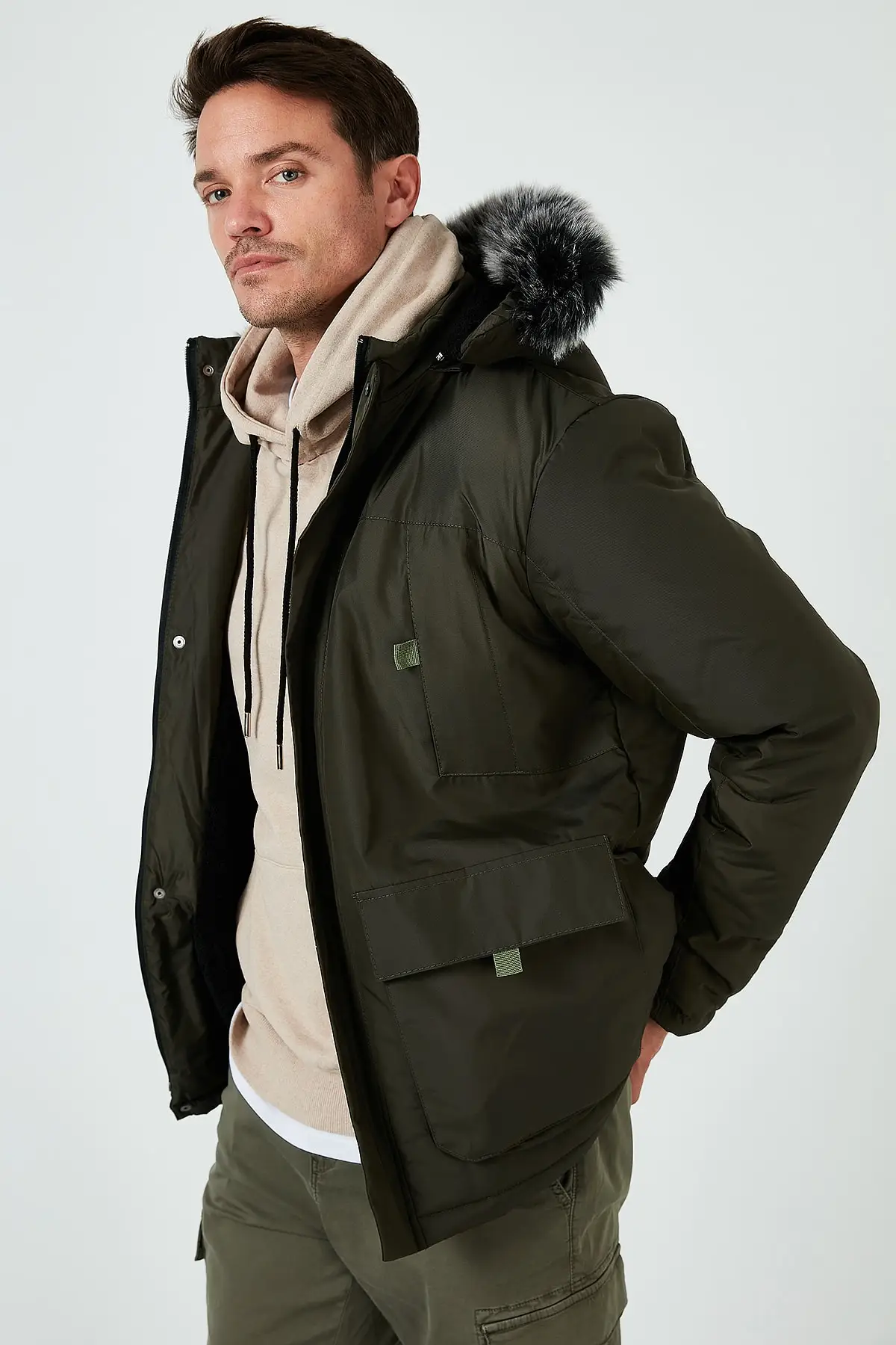 Slim Fit Hooded Pocket Coat for 5761100