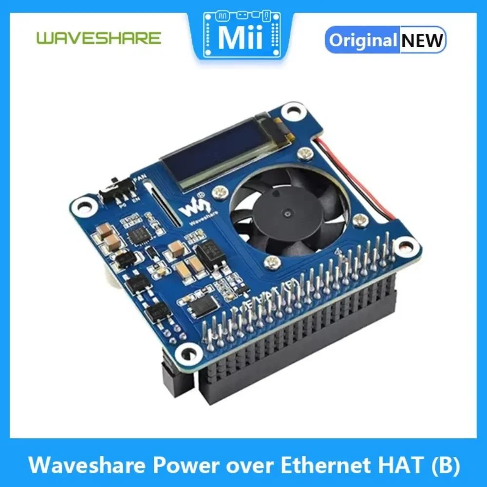 Power over Ethernet HAT (B) для сети Raspberry Pi 3B+/4B и 802.3af PoE