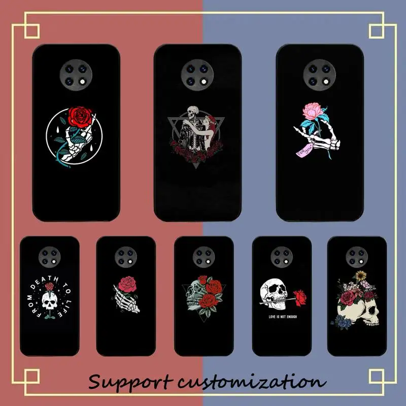 

Rose Skull Love Phone Case For Xiaomi Redmi Note 8A 7 5 Note 8pro 8T 9Pro TPU Coque for note 6pro