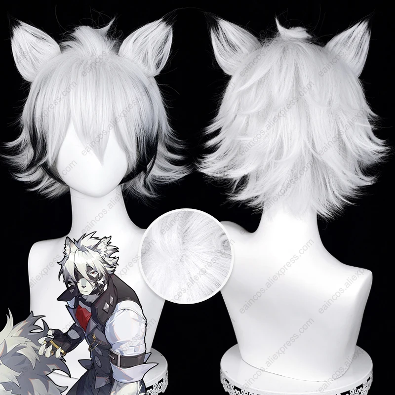 ZZZ Von Lycaon Косплей Парик 30 см Белый Смешанный Черный Короткие Волосы Термостойкие