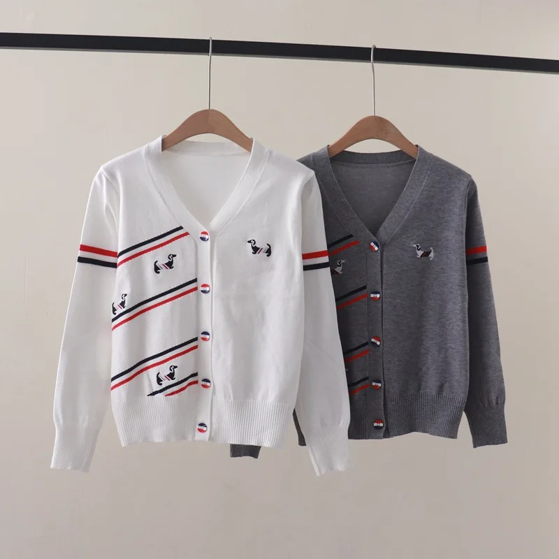 Осенний новый длинный вязаный кардиган с воротником контрастного цвета красный