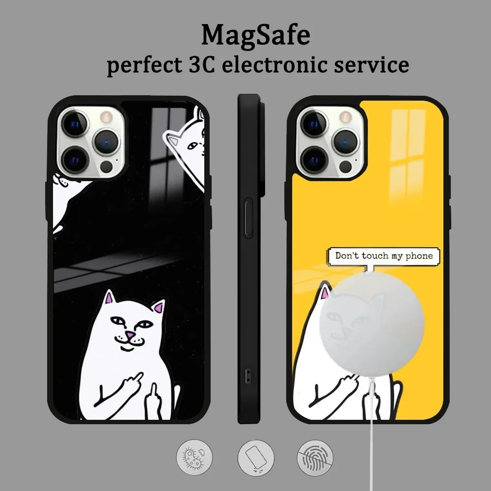 Забавный чехол для телефона R-R-RipndipS CAT IPhone 16 15 14 13 12 11 Pro Max Plus Mini Magsafe Mirror