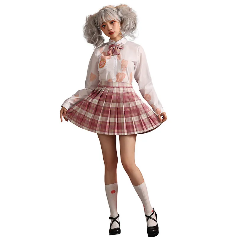 

Женская клетчатая стандартная униформа для косплея, женские костюмы для Хэллоуина, школьницы, для Пурим, для ночного клуба, для бара, для ролевых игр, искусственное платье