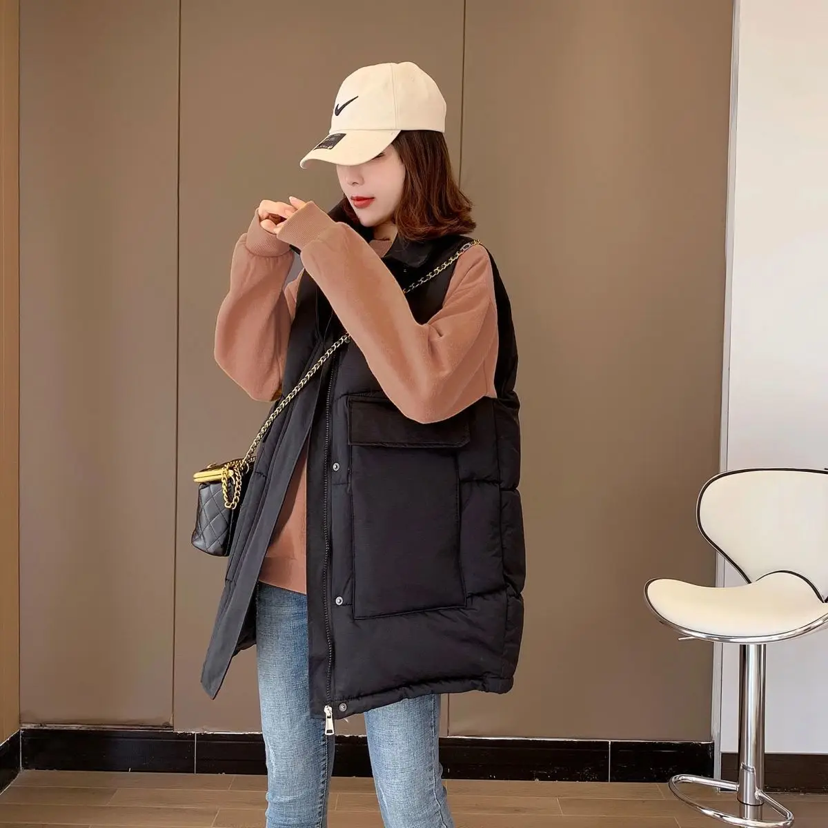 Новинка 2022 осенне-зимний женский пуховый хлопковый жилет женское пальто средней