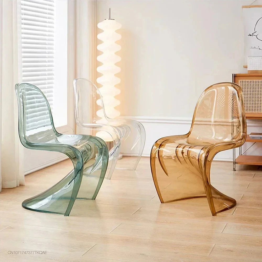 Скандинавский обеденный креативный акриловый пластиковый стул S-образной формы