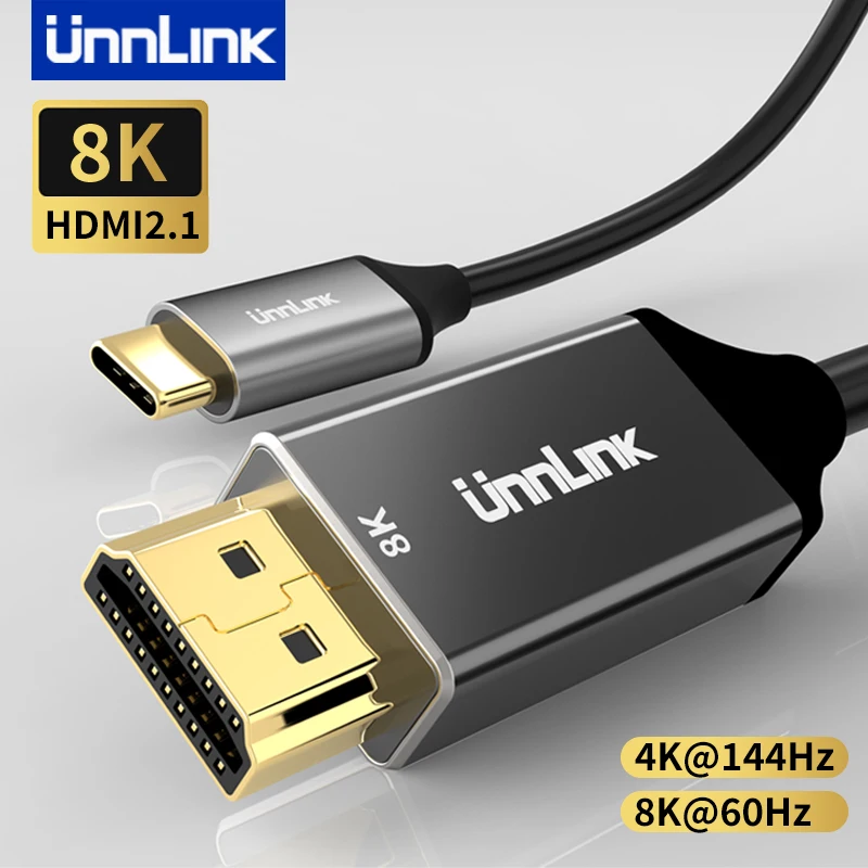 Unnlink 8K60Hz USB C to HDMI Cable 4K144Hz Type-C Thunderbolt 4 Adapter Phone Laptop to TV for Macbook Samsung Huawei Xiaomi