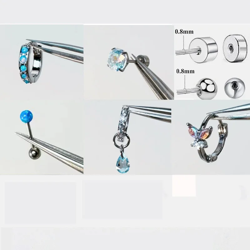 1 шт. мини-серьги-кольца-бабочки 8 мм маленькие синие с цирконием висячие