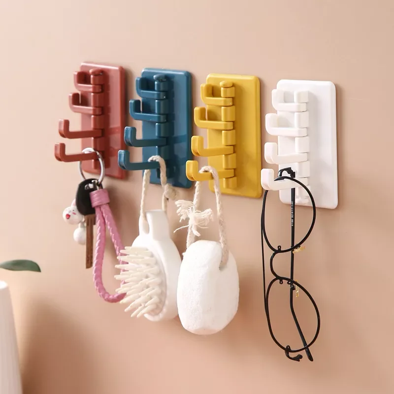 

Rotating Adhesive Hook Creative Nordic Bathroom Kitchen Wall Hole-Free Hanger Key Bag Hook Home Kitchen Accessories Organizer