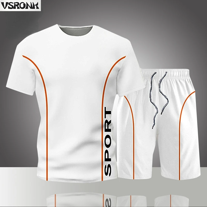 

2022Men Casual Tracksuits Set Summer Letter Sweat Suit Gym Short Sleeve Tshirt 2pc Shorts Sets Running Fashion Soccer Basketball