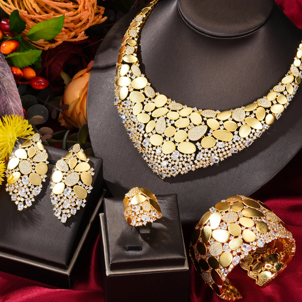 Siscathy индийское роскошное ожерелье для невесты, свадебное платье, стандартное цельное кубическое циркониевое ожерелье, браслеты, серьги