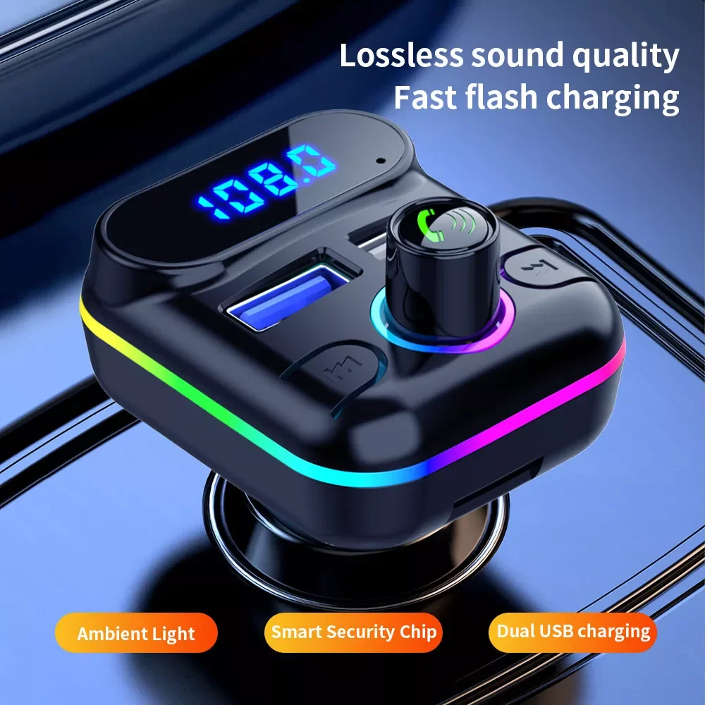 Автомобильные аксессуары Bluetooth V5.0 USB 4.2A быстрое автомобильное зарядное устройство Mp3 передатчик музыка аксессуары U-диск Fm вызов Bluetoot поддер...