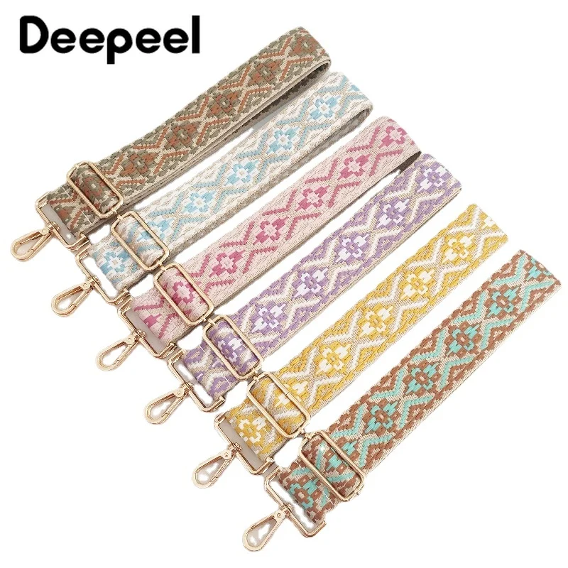 

Deepeel 5cm New Women's Bags Strap Color Ethnic Style Jacquard Adjustable Straps for One-Shoulder Crossbody HandBags Accessories