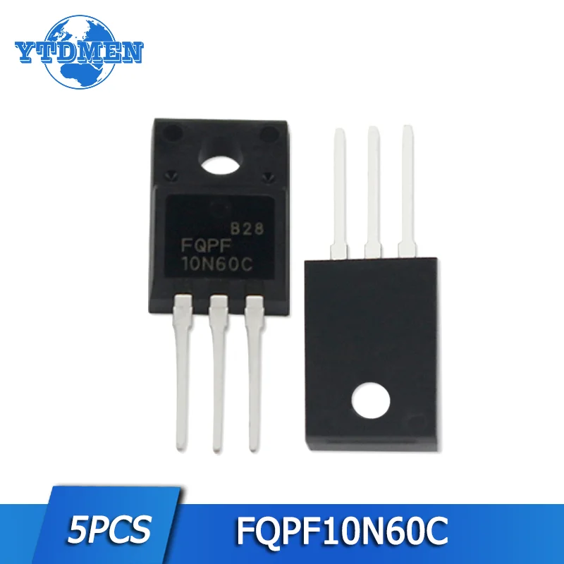 5pcs FQPF10N60C Transistor Set TO220F 10N60C 10N60 600V 9.5A MOSFET N-Channel Transistors TO-220F Electronic Component