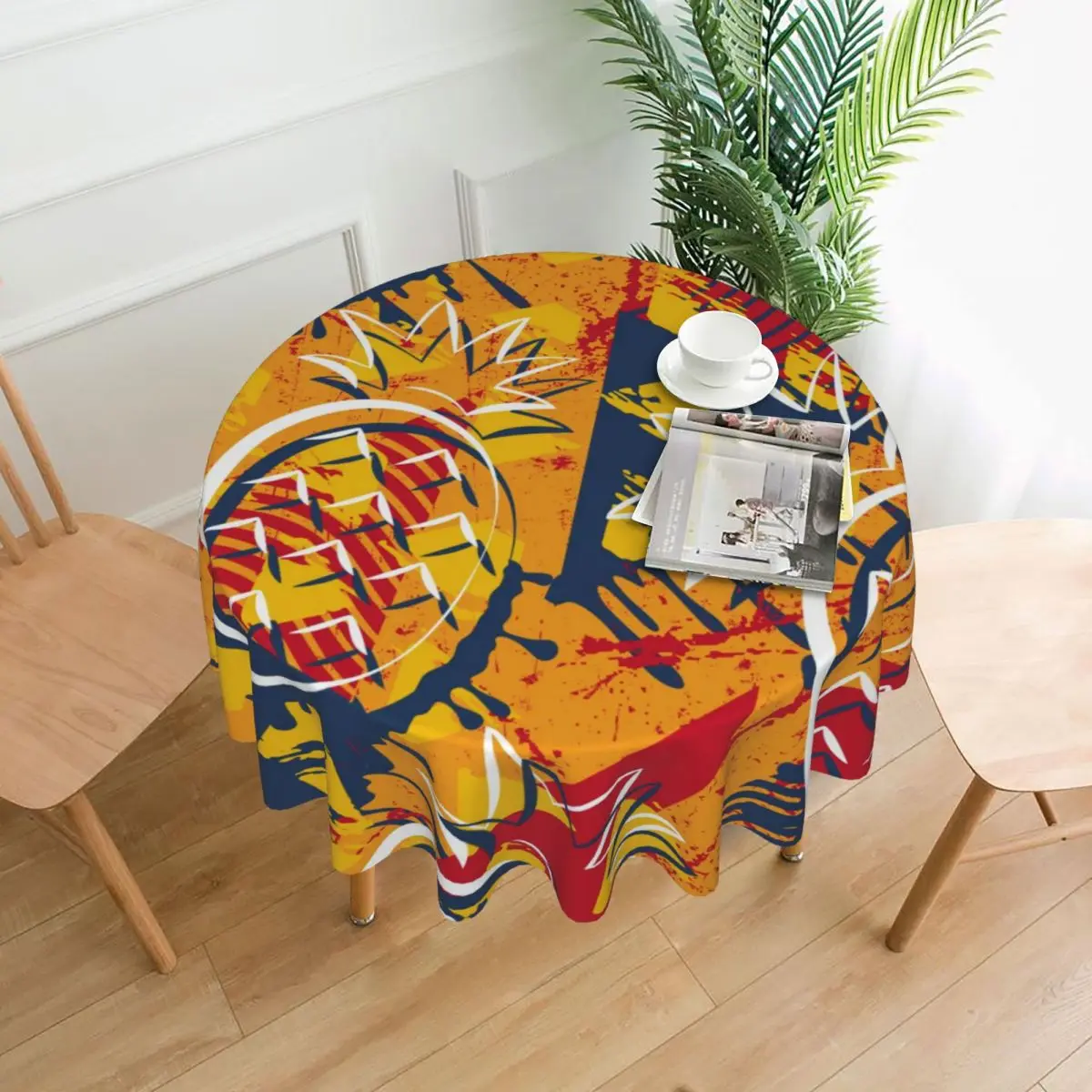 

Abstract Pineapples Urban Geometric Decorative Tablecloth Thick Round Party Dining Table Cover Tea Table Cloth