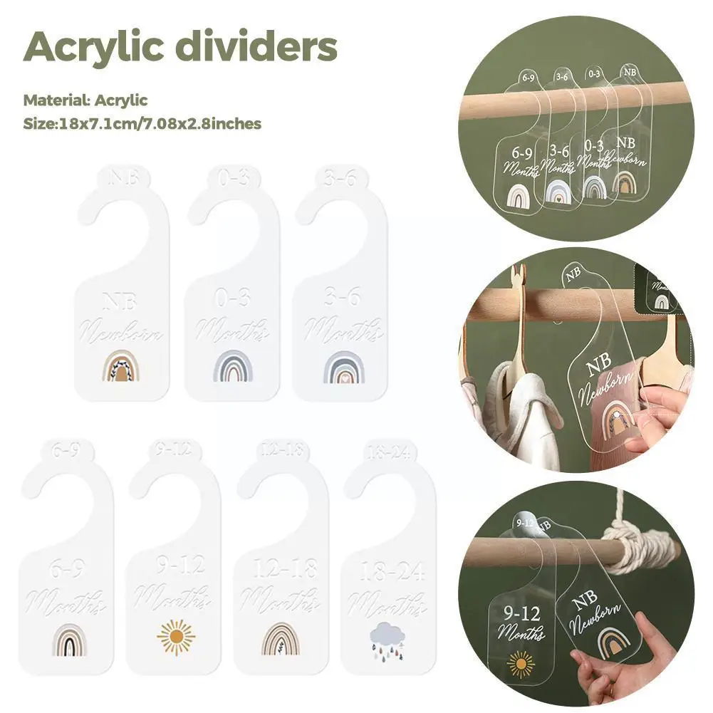 

7pcs Baby Closet Size Dividers Acrylic Baby Closet Organizers 0-24 Months For Home Nursery Decoration Photography Props H0f5