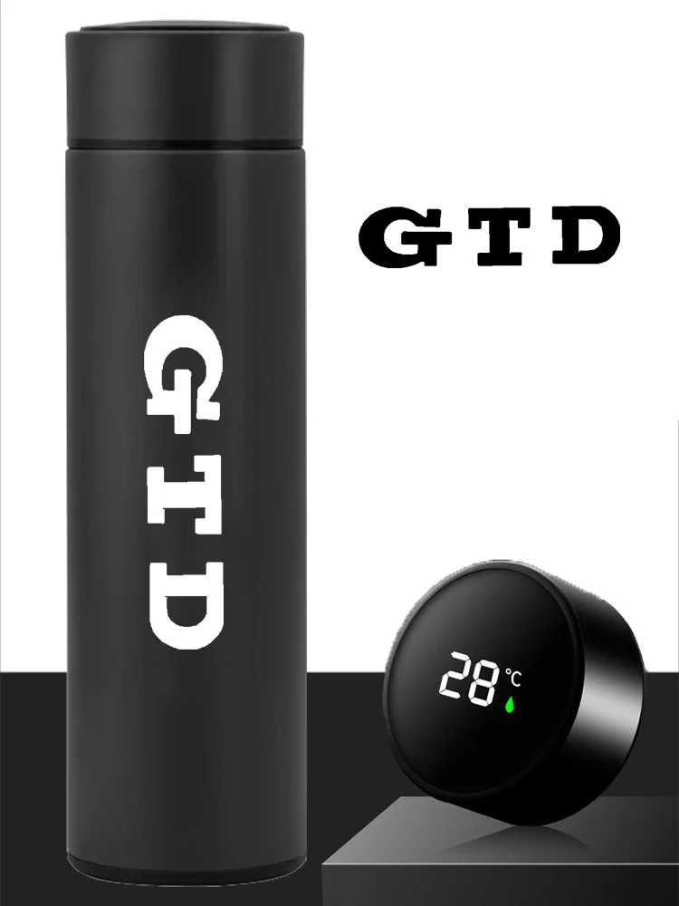 

Portable Stainless Steel Vacuum Cup Creative Smart Insulated Bottle For GTD Volkswagen VW Polo Coffee Mug Gift Auto Accessories