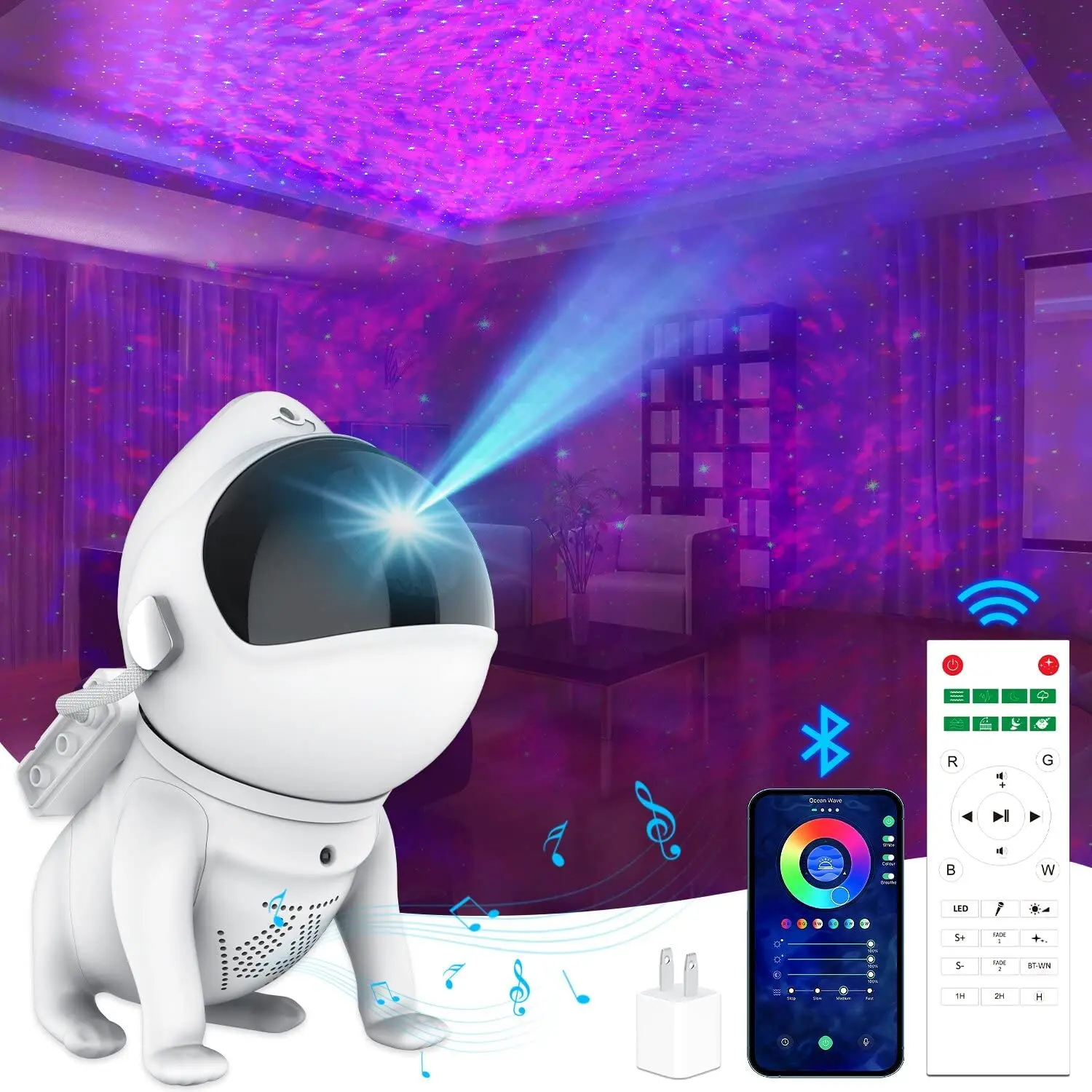 

Smart WiFi APP Galaxy Star Projector Night Light Space Dog Starry Nebula Projection Lamp with Bluetooth Speaker For Kids gift