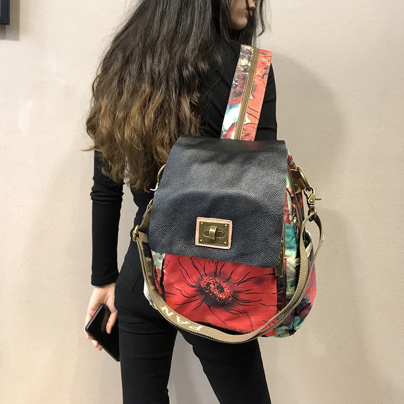 Женский рюкзак, Повседневная сумка на плечо для ноутбука, женские холщовые дорожные рюкзаки с принтом, новинка 2023, уличный молодежный рюкзак в этническом стиле