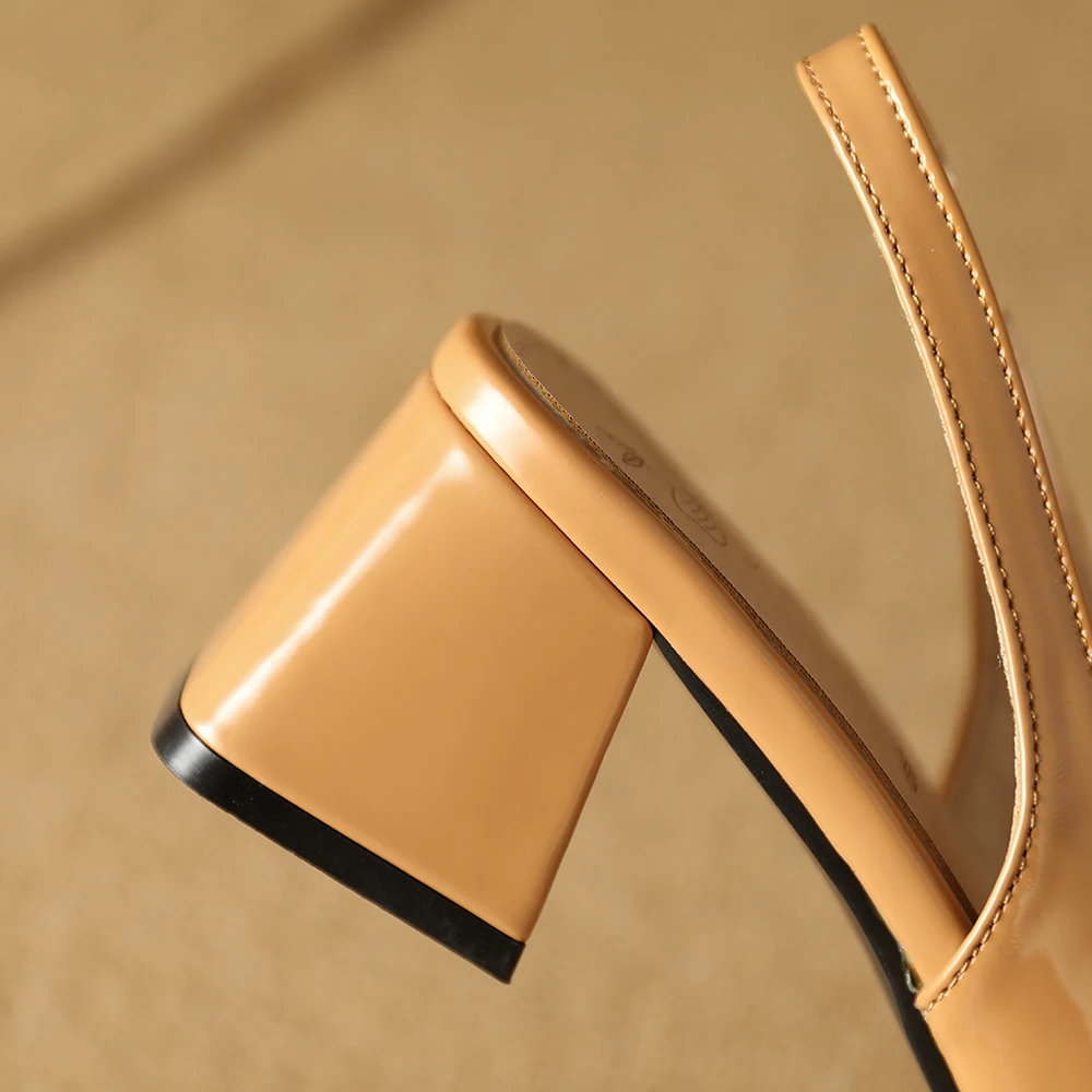 2023 New Summer Elegant Rose Apricot Women Sandals Sexy High Block Heels Slingback Lady Shoes Big Small Size 12 32 43 45 48