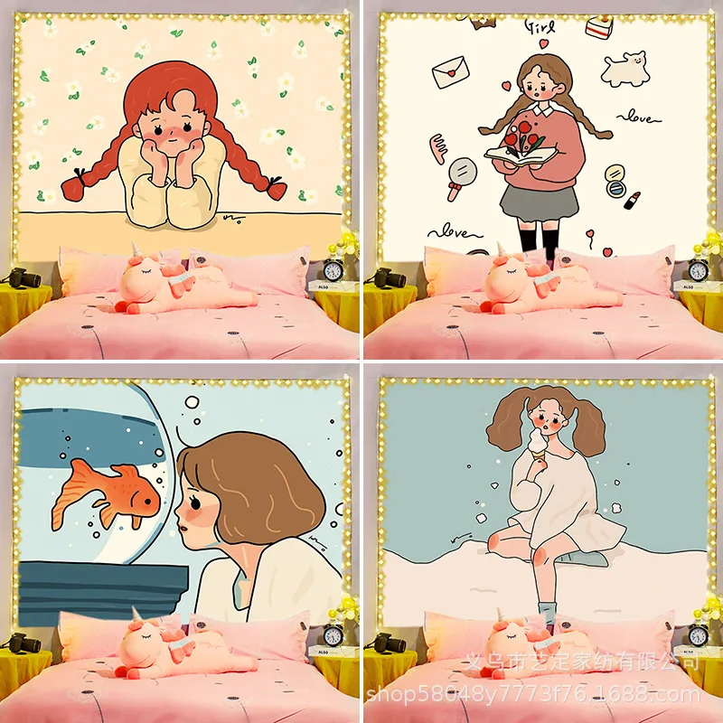 

Гобелен, симпатичный настенный подвесной прикроватный декор, художественный фон, милый Декор, мультяшный гобелен для спальни, гобелен на ст...