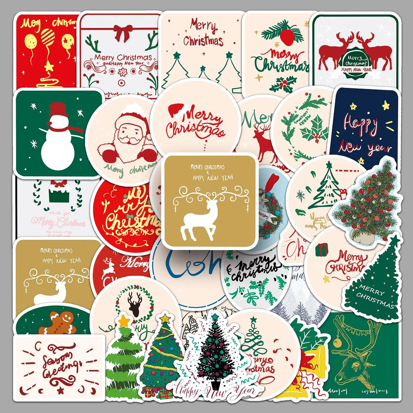 

50pcs Christmas Graffiti Stickers Cartoon Original Holiday Stickers Decorative Phone Case Luggage Stickers Waterproof