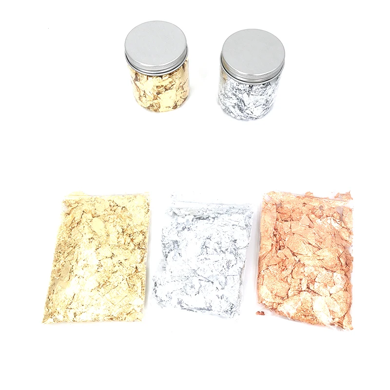 

1-3g Imitation Gold Sliver Copper Foil Sequins Glitters Craft Leaf Flake Sheets Bulk Foil Paper For Gilding DIY Nail Art Decor
