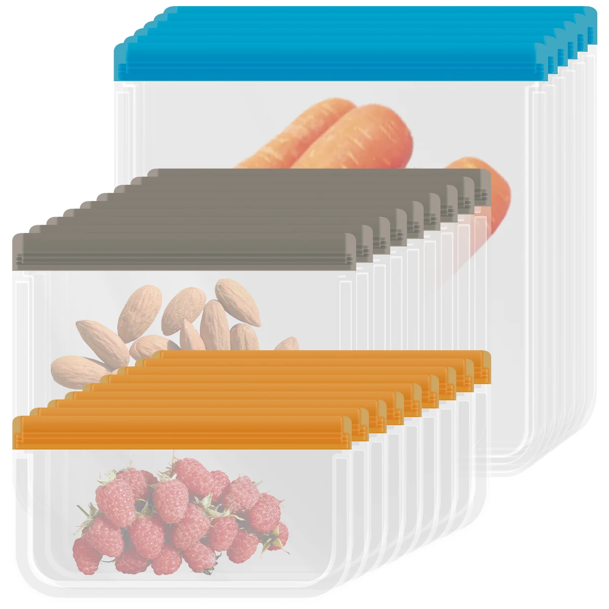 

24 Pcs Dishwasher Safe Reusable Food Storage Bags Leak Proof Reusable Snack Bags Practical Reusable Sandwich Bags Practical