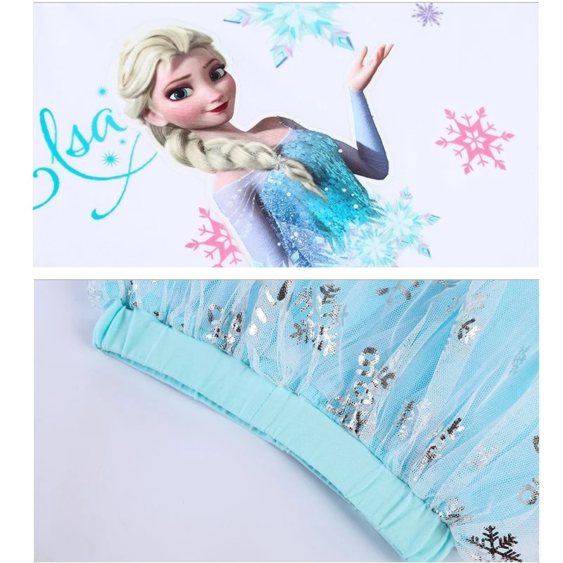 Girls Clothes Frozen Elsa 2023 New Summer Skirts and T-shirts Short Sleeve Kids Set of two Baby for Children Clothing 3-9 Y images - 6