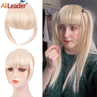 alileader synthetic false fringe short straight fake hair bangs extensions pieces for women heat resistant clip blond brown