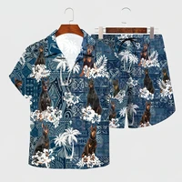 doberman pinscher hawaiian set 3d all over printed hawaii shirt beach shorts men for women funny dog sunmmer clothes