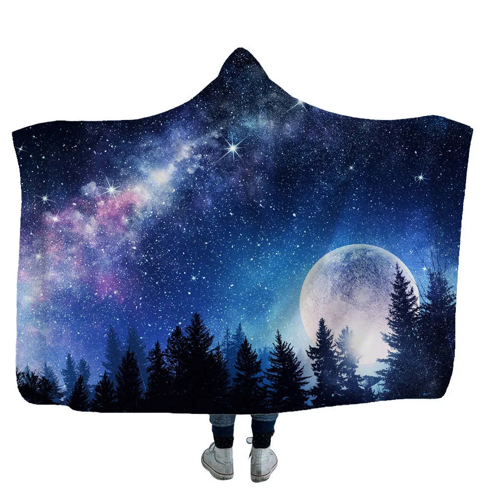 

Детские Взрослые красивое звездное небо Вселенная фланелевые флисовые домашние теплые одеяла с капюшоном Космос носимые Дети