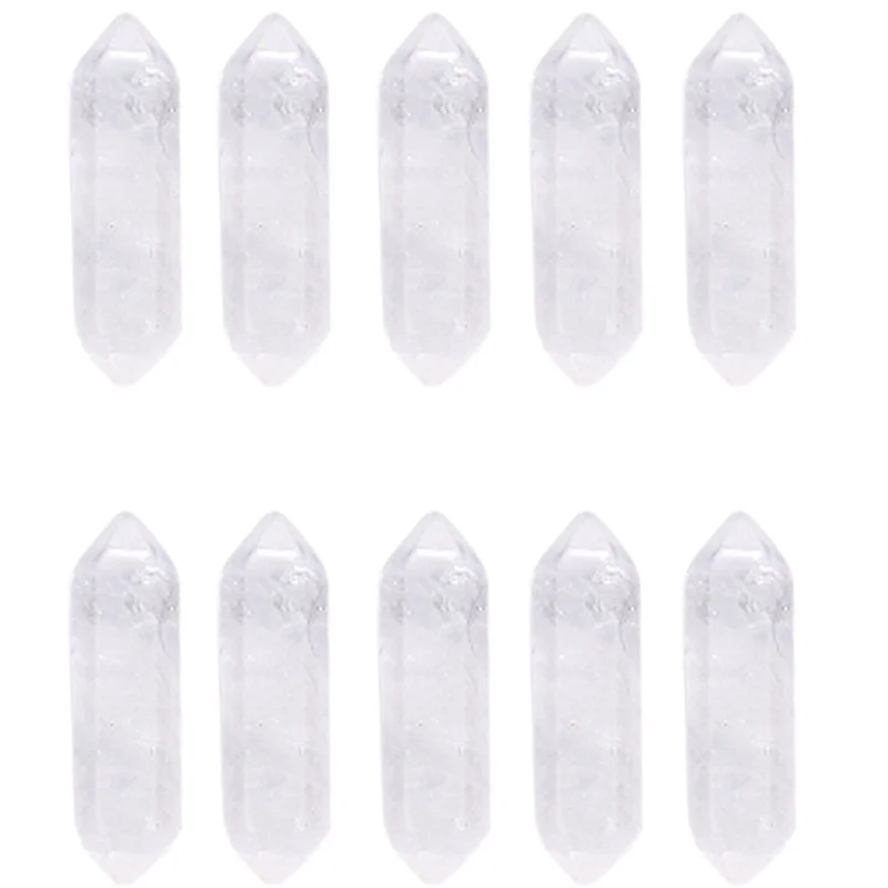 

20pcs Hexagon Prism White Crystal Stone Healing Ornaments Quartz Agates Loose Natural Stone Jewelry Finding Wholesale