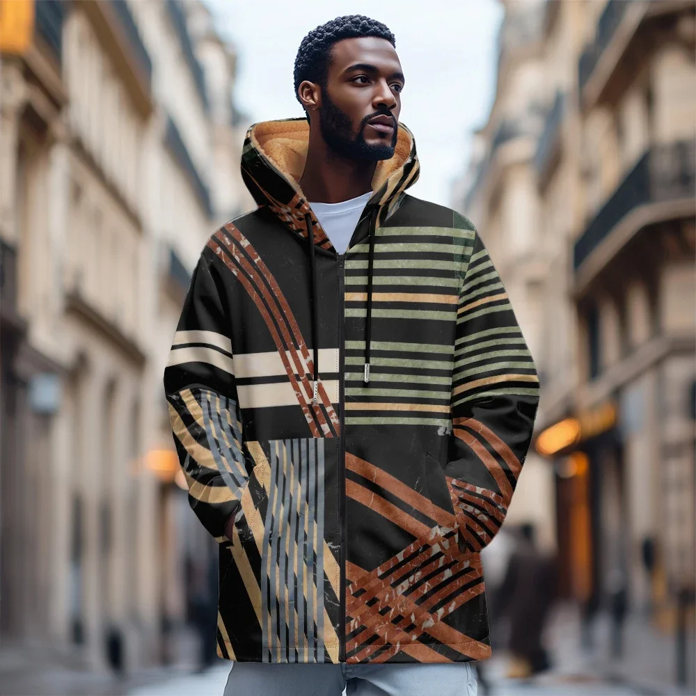 Роскошный полосатый свитшот пальто с передними карманами теплая куртка из