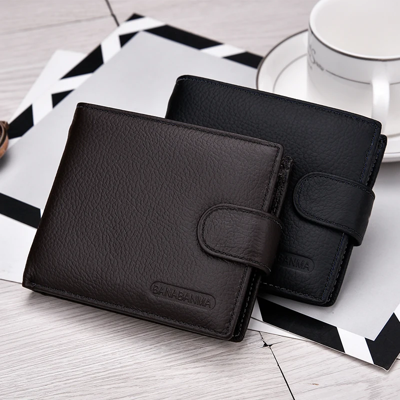 

PU Leather Wallets for Men Short Money Clip Soft Coin Purse Buckle Multi-slot Card Holder Zipper Wallet Men Carteira Masculina