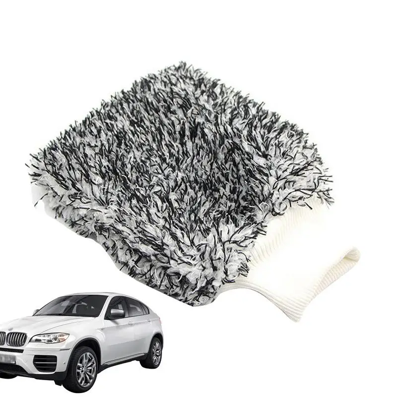 

Car Wash Mitts Microfiber Scratch Free Double-Sided Microfiber Wash Mitt Lint Free Wash Glove And Microfiber Towels Car Washing