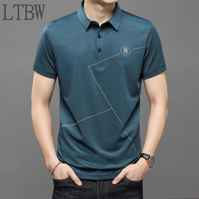 Новая мужская рубашка-поло LTBW с коротким рукавом на весну и лето повседневная