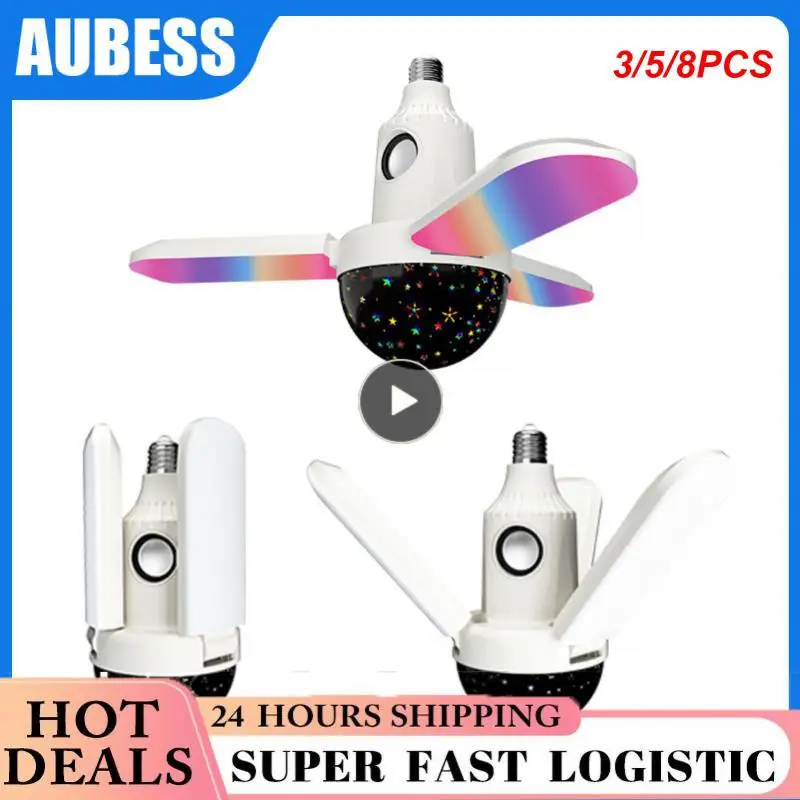 

3/5/8PCS Music Bulb Lamp Portable E27 3leaves Rgb Starry Light Brightness Adjustable Dimming Lamp Smart Home
