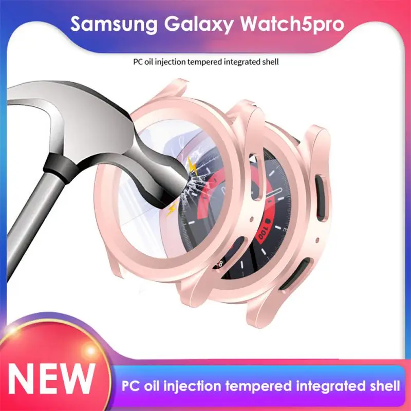 

Glass+Case for Samsung Galaxy Watch 5 PC+tempered Glass Full Coverage Protective 45mm Cover for Samsung Galaxy Watch5