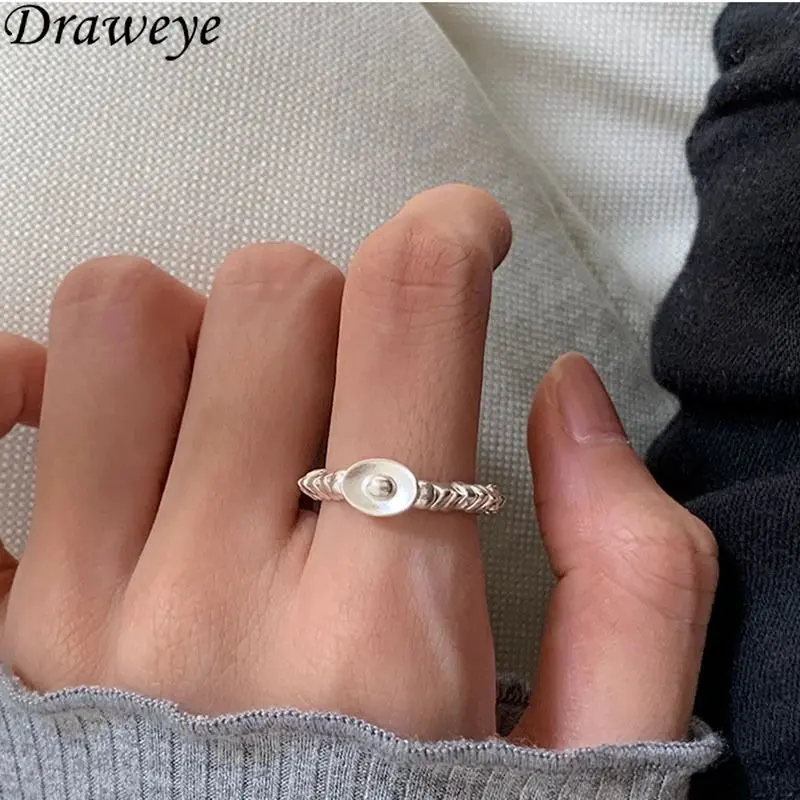 

Draweye корейские модные кольца для женщин Простые геометрические указательный палец серебряный цвет ювелирные изделия женские кольца милые ...