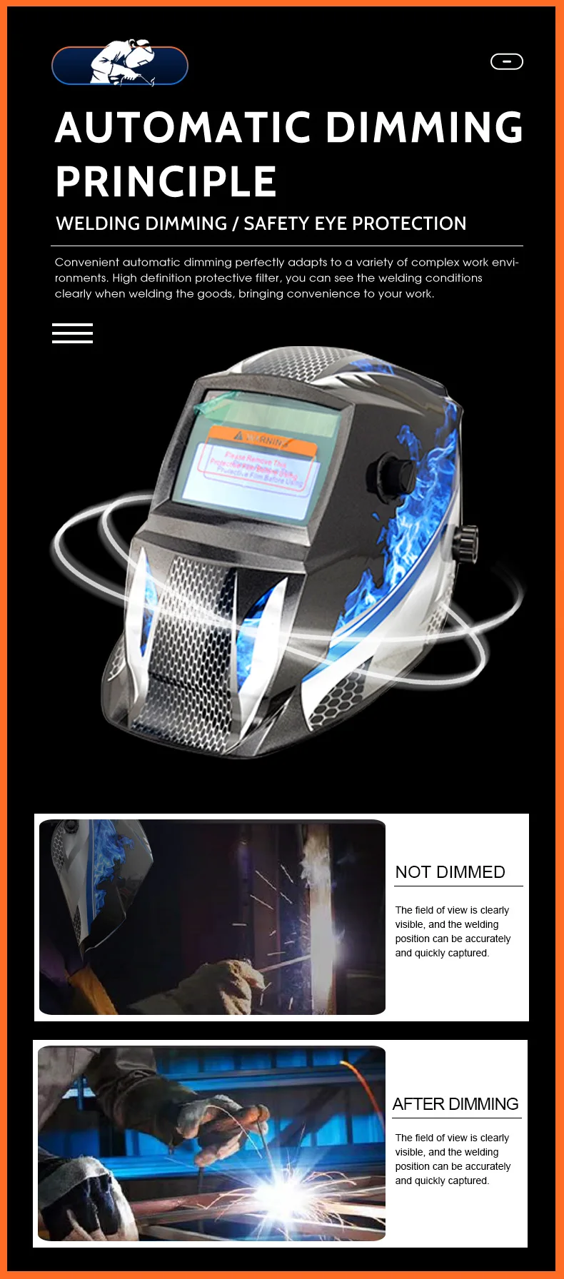 

Arc mig tig head mounted auto darkening welding helmet