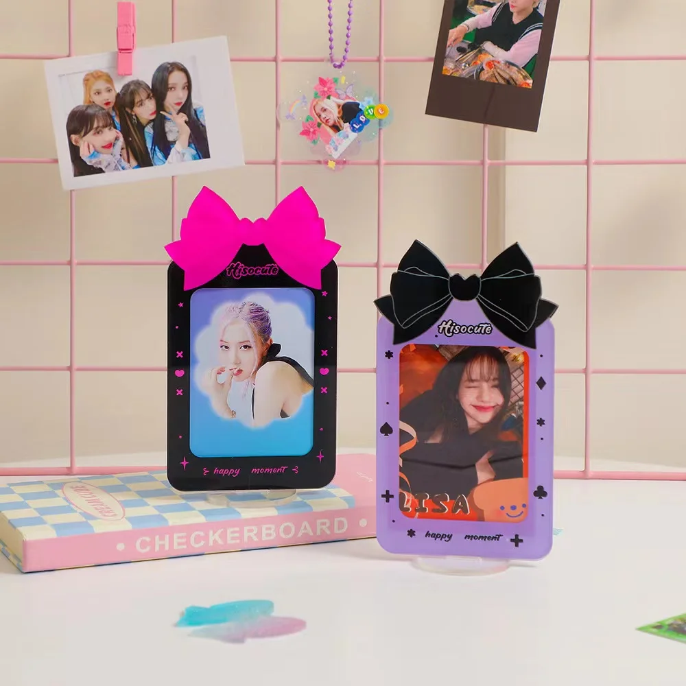 

Desktop Lace Transparent Bowknot 3 Inch Photo Frame Kpop Idol Photocard Acrylic Korean Display Stand Picture Card Holder