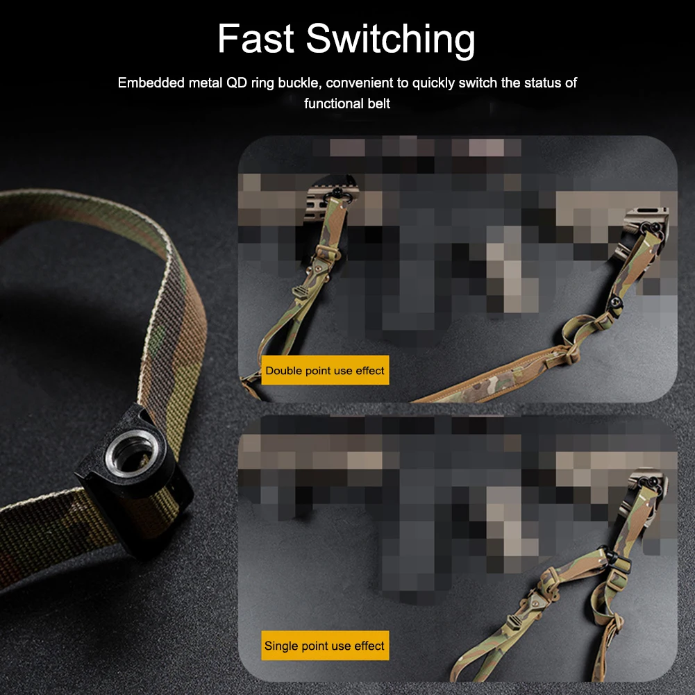 

2 To 1 Point Sling Adapter Nylon Metal Triglide Sling Adaptor Quick Convert Portable for QD Swing Swivels Hunting Accessories