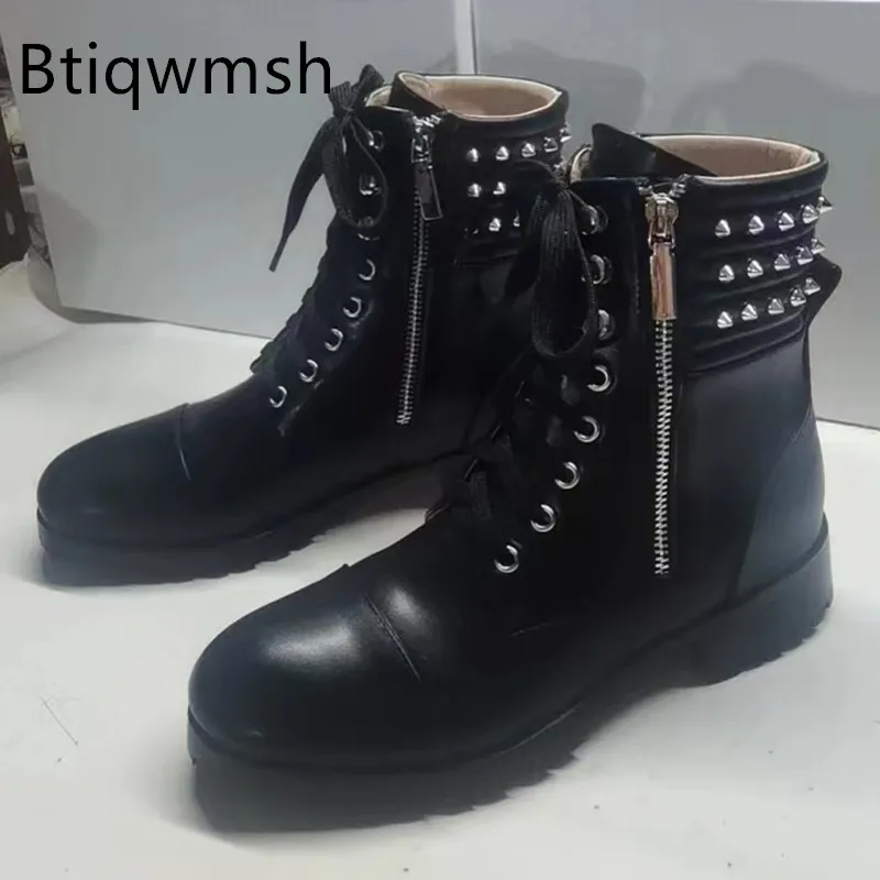 

Женские ботильоны из коровьей кожи, ботинки с острым носком и заклепками, на молнии сбоку, на высоком каблуке, пикантные армейские ботинки, 2022