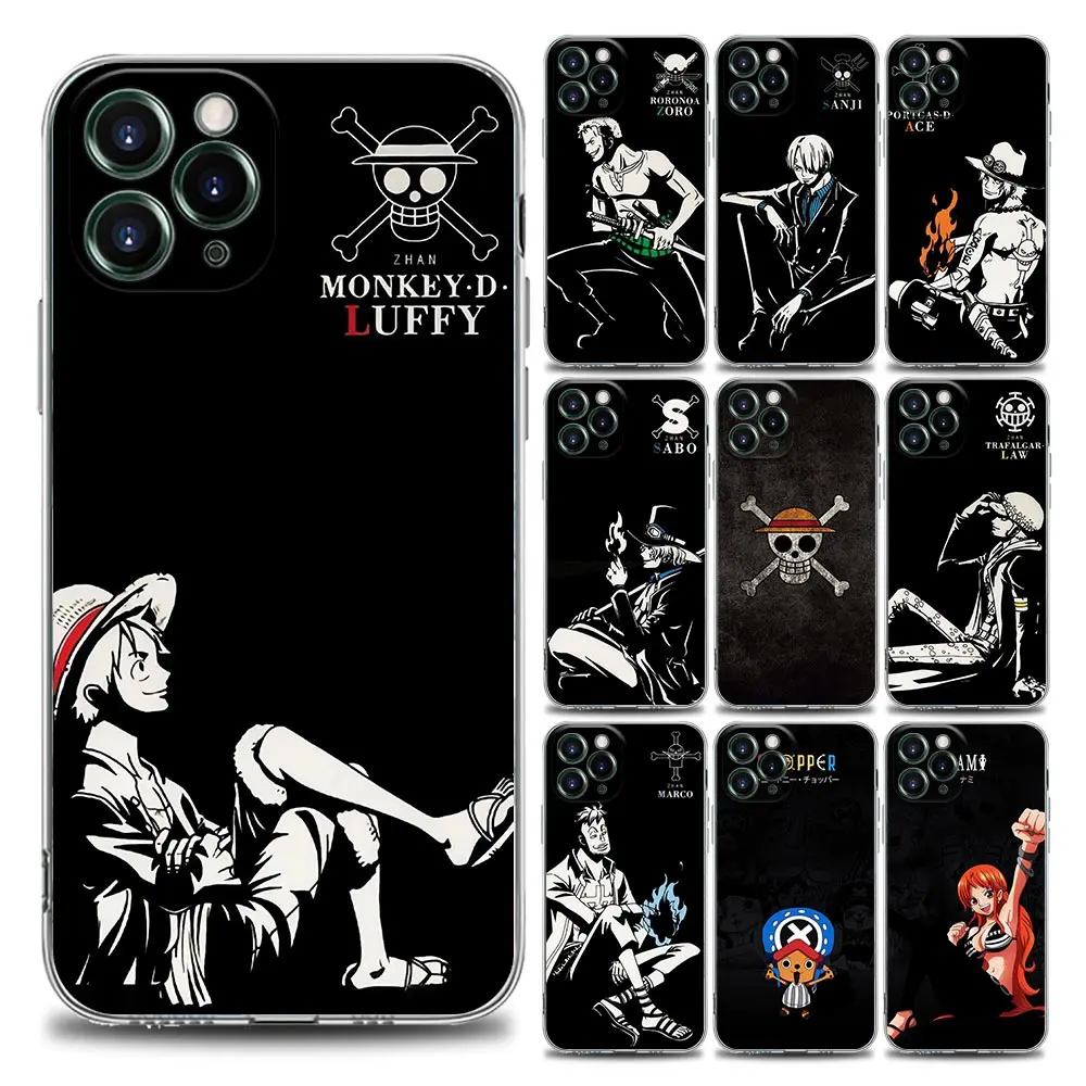 

Anime One Piece Luffy Zoro Chopper Clear Phone Case for iPhone 11 12 13 Pro Max 7 8 SE XR XS Max 5 5s 6 6s Plus Soft Silicon