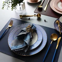Luxury European Blue Ocean Porcelain Dishes Plates Western Clubhouse Upscale Heart Of The Sea CeramicTableware Decorative Plate