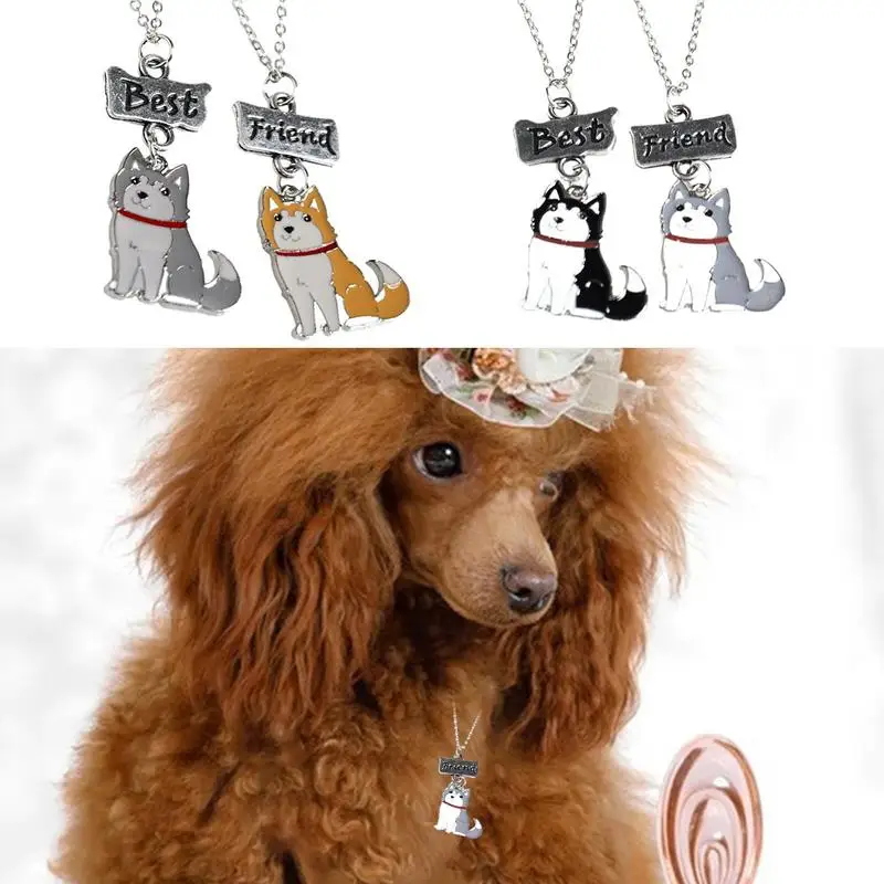 

2pcs Cartoon Pet Dog Tag Necklace Alloy Chain Collar With Design Secure Buckle Pet Cat Cuban Collar Jewelry Accessory For Picnic